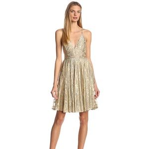 Sam Edelman Gold Plunge Vneck Dress NWT